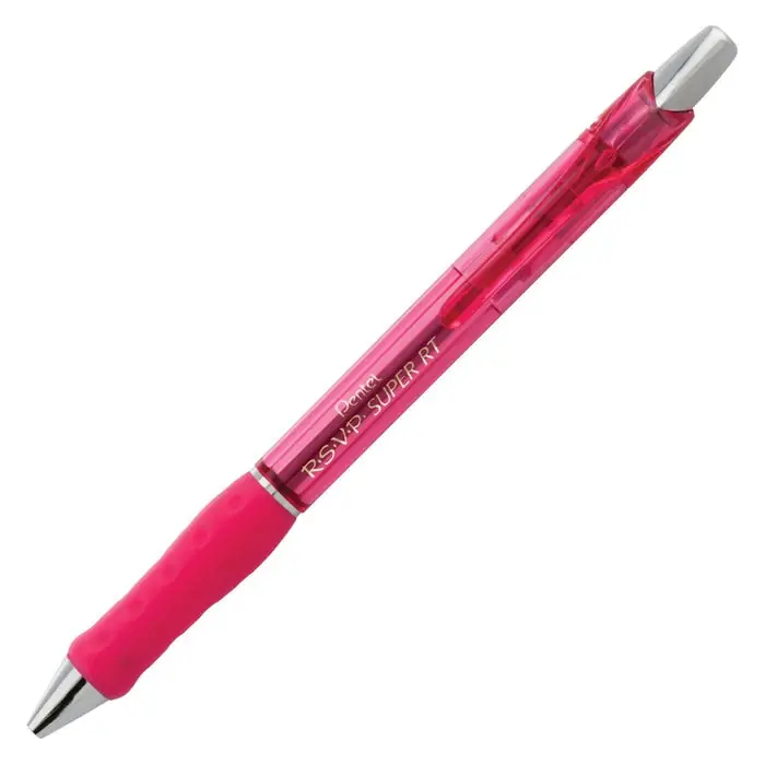Bargain Pentel R.S.V.P. Super RT Ballpoint Pen, 0.7 mm Fine Line, Pink Ink, Pack of 12